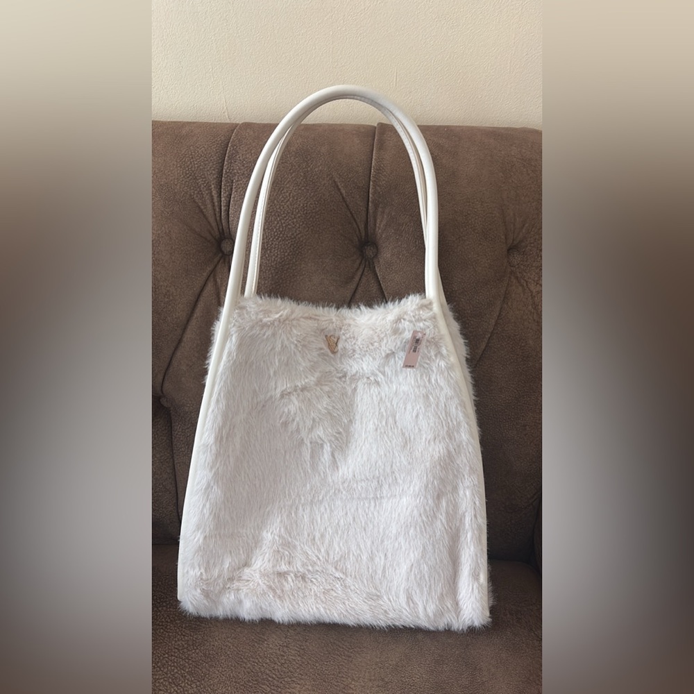 Victoria's Secret White Faux Fur Shoulder Bag